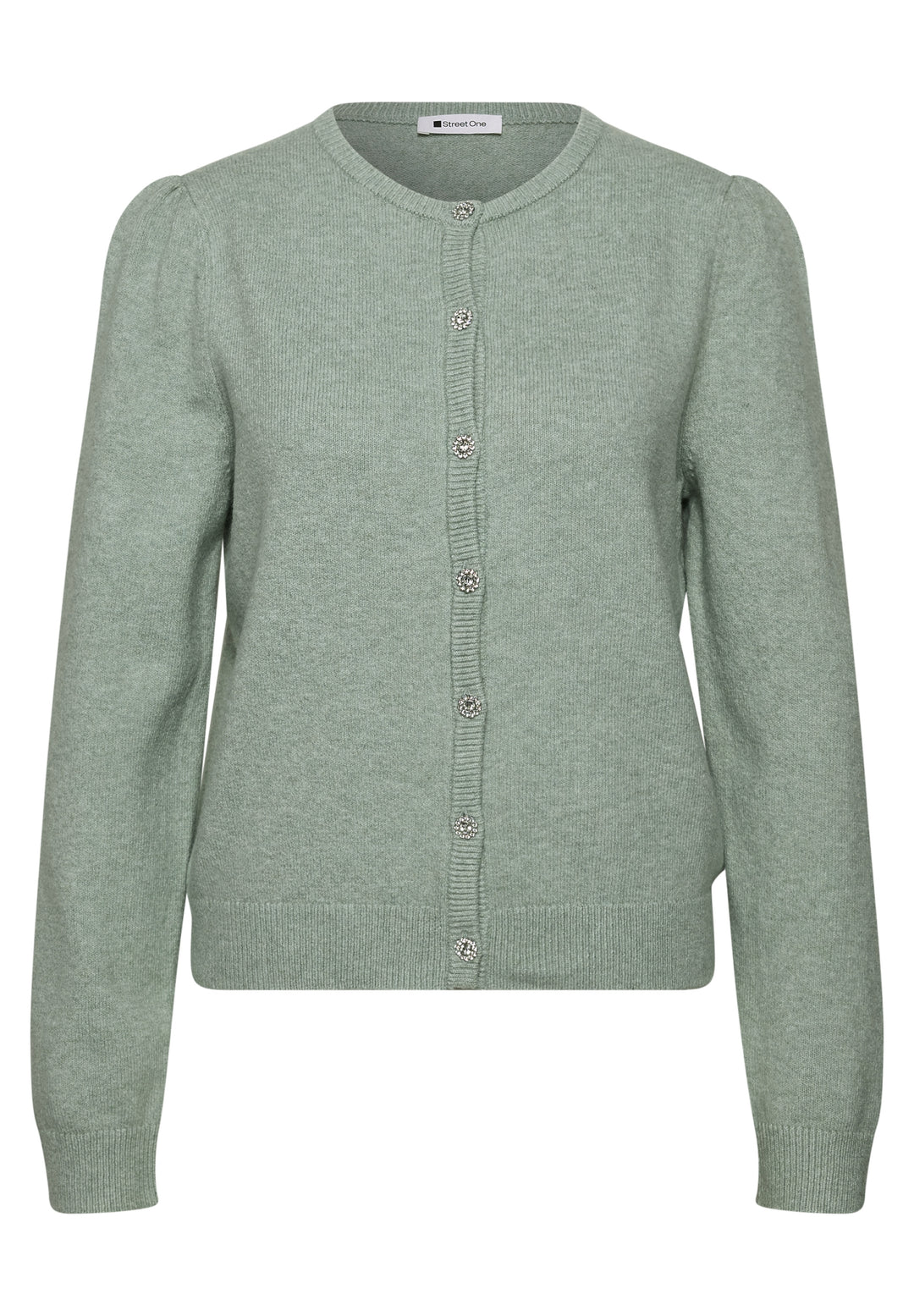 LTD QR_cosy roundneck cardi, eucalyptus green mel. 18035 Bild 1