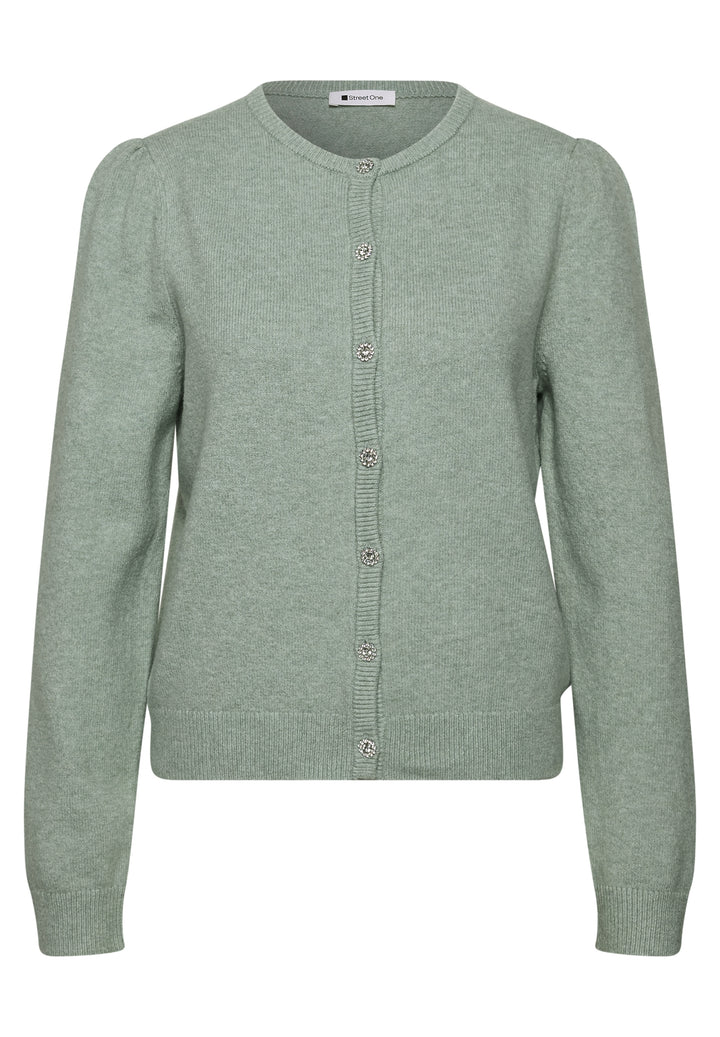 LTD QR_cosy roundneck cardi, eucalyptus green mel. 18035 Bild 1
