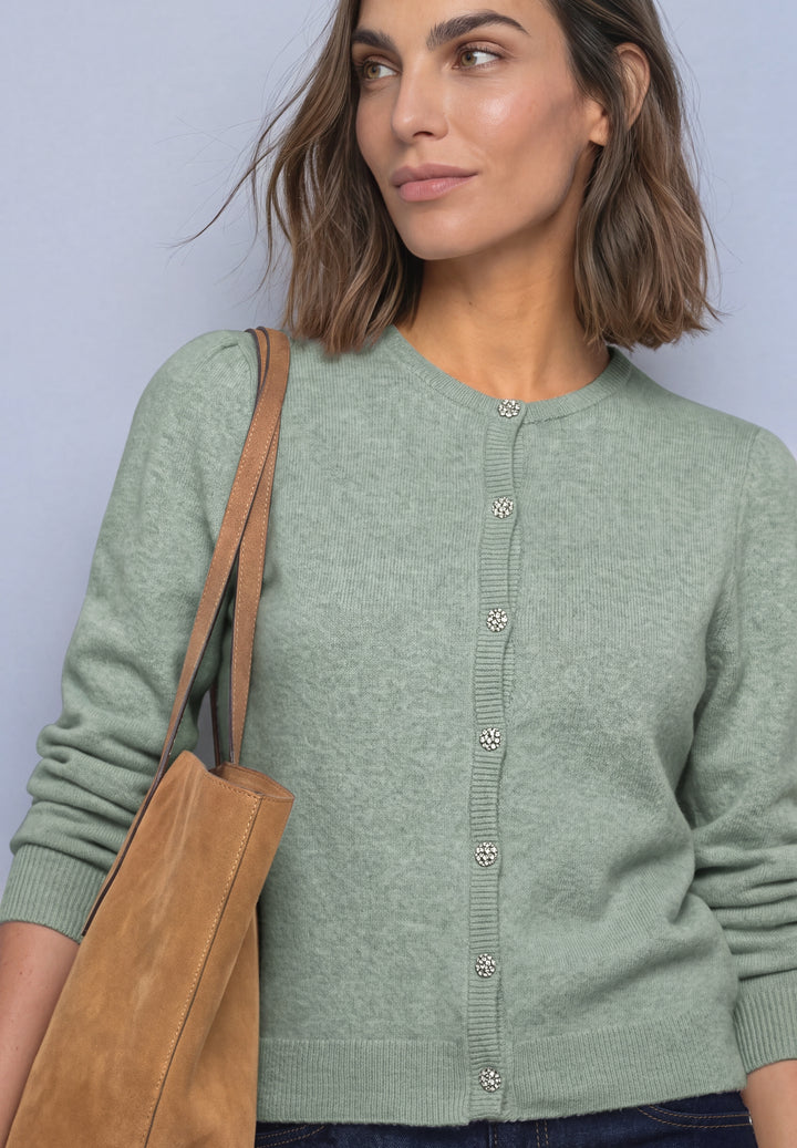 LTD QR_cosy roundneck cardi, eucalyptus green mel. 18035 Bild 3