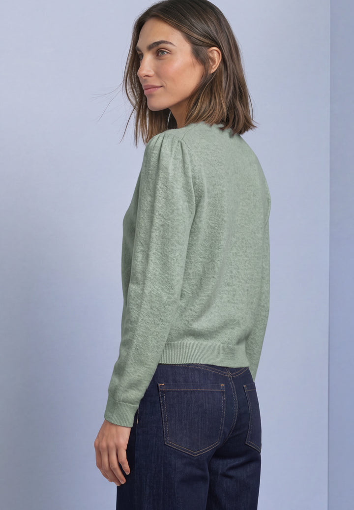 LTD QR_cosy roundneck cardi, eucalyptus green mel. 18035 Bild 4