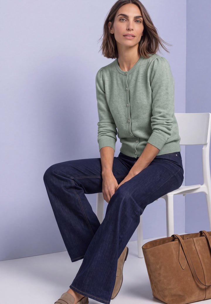 LTD QR_cosy roundneck cardi, eucalyptus green mel. 18035 Bild 5