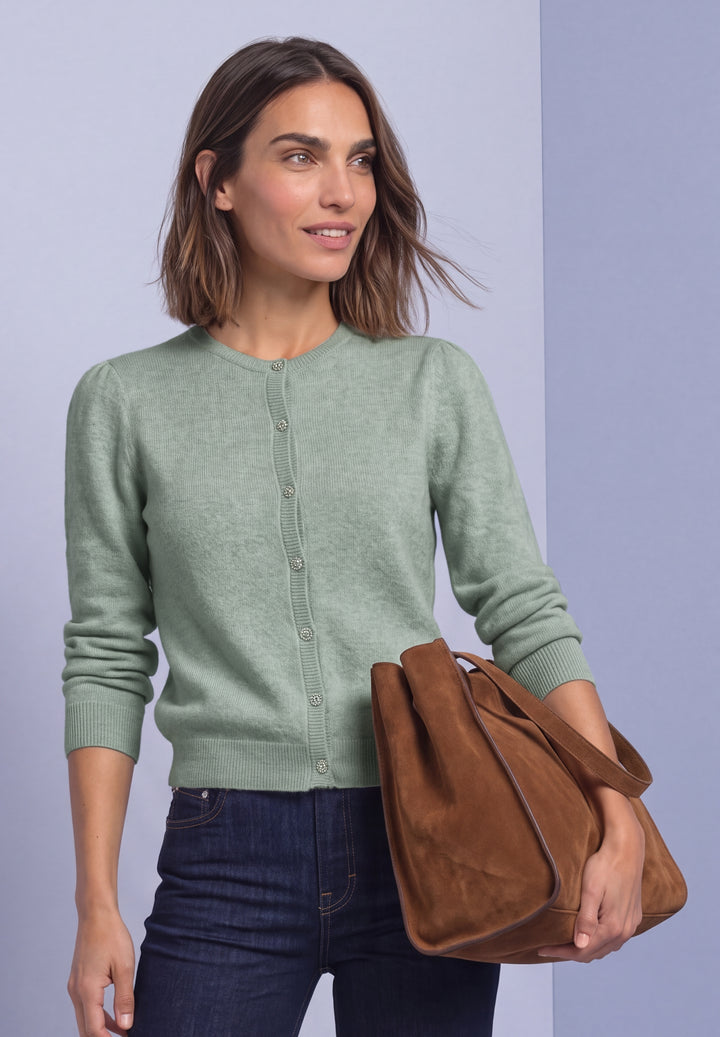 LTD QR_cosy roundneck cardi, eucalyptus green mel. 18035 Bild 6