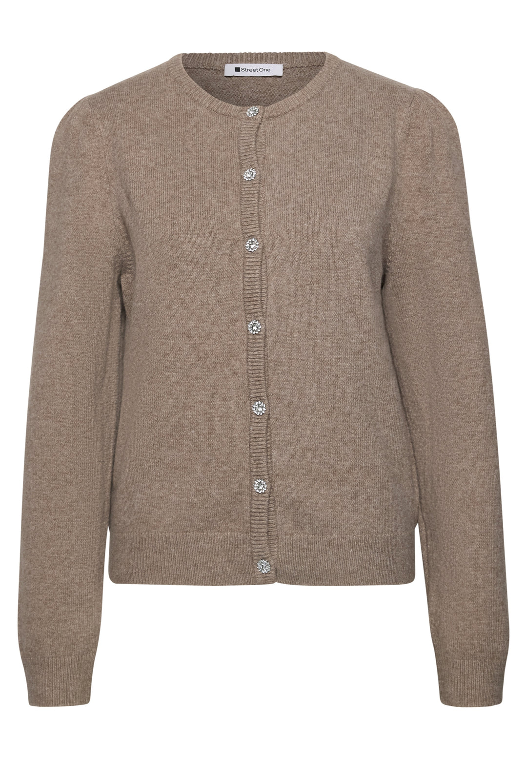 LTD QR_cosy roundneck cardi, sanded amber mel. 17871 Bild 1