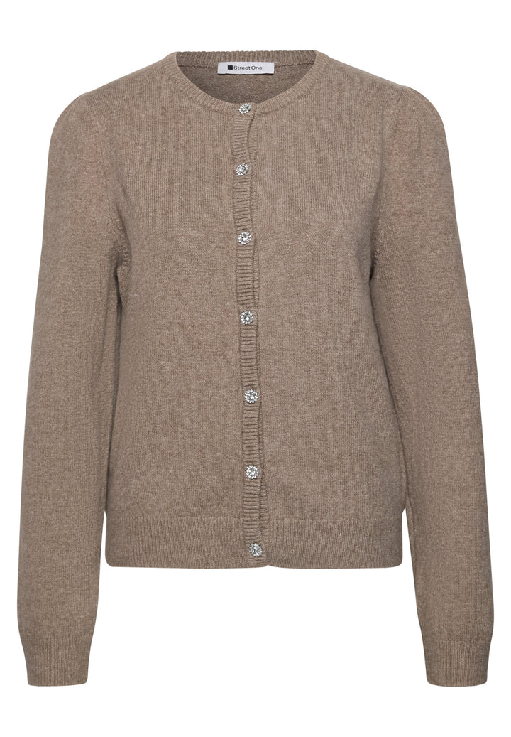 LTD QR_cosy roundneck cardi, sanded amber mel. 17871 Bild 1