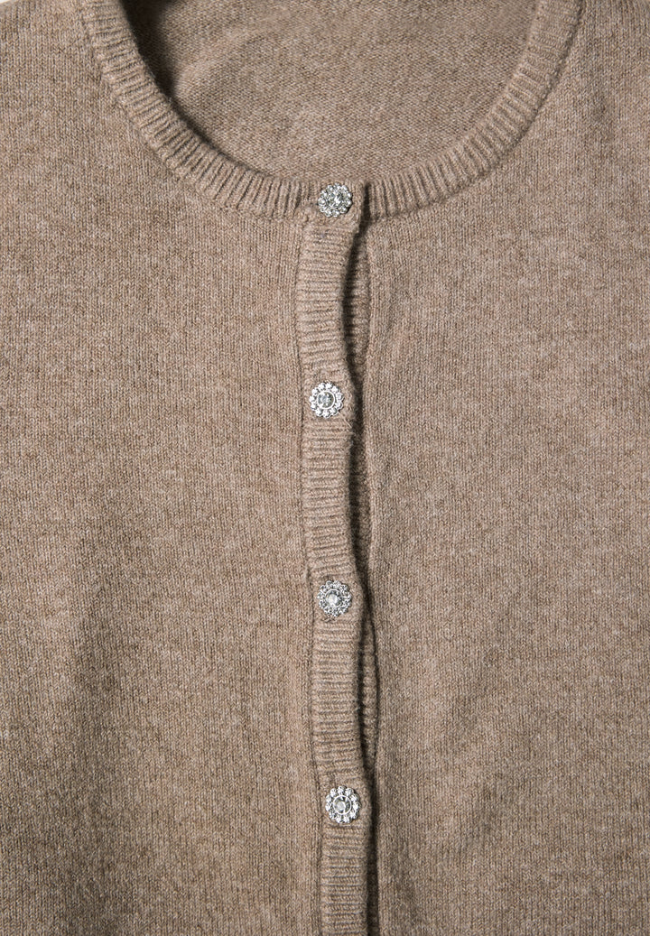LTD QR_cosy roundneck cardi, sanded amber mel. 17871 Bild 2