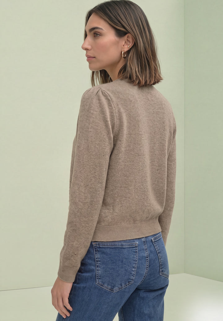 LTD QR_cosy roundneck cardi, sanded amber mel. 17871 Bild 4