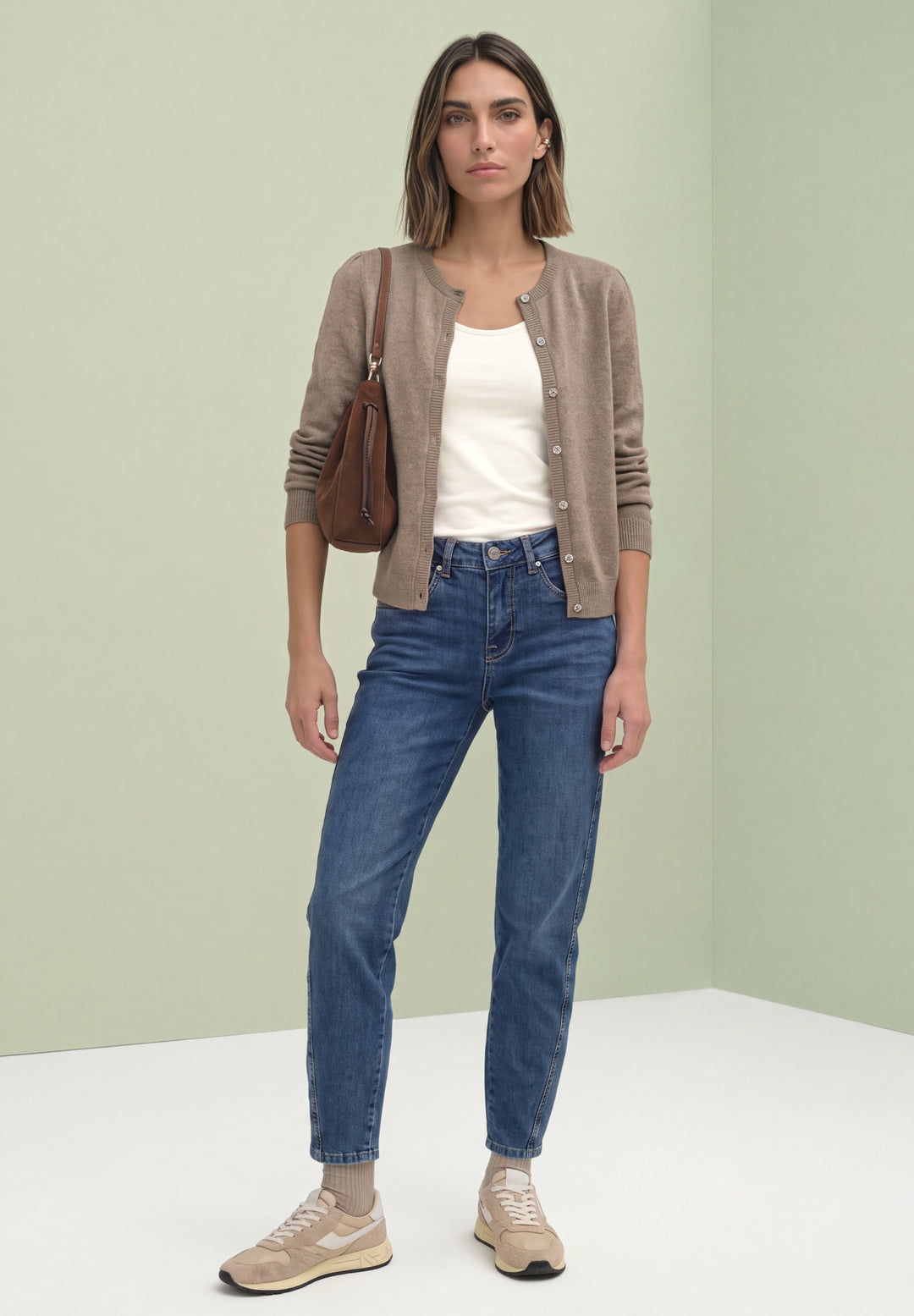 LTD QR_cosy roundneck cardi, sanded amber mel. 17871 Bild 5