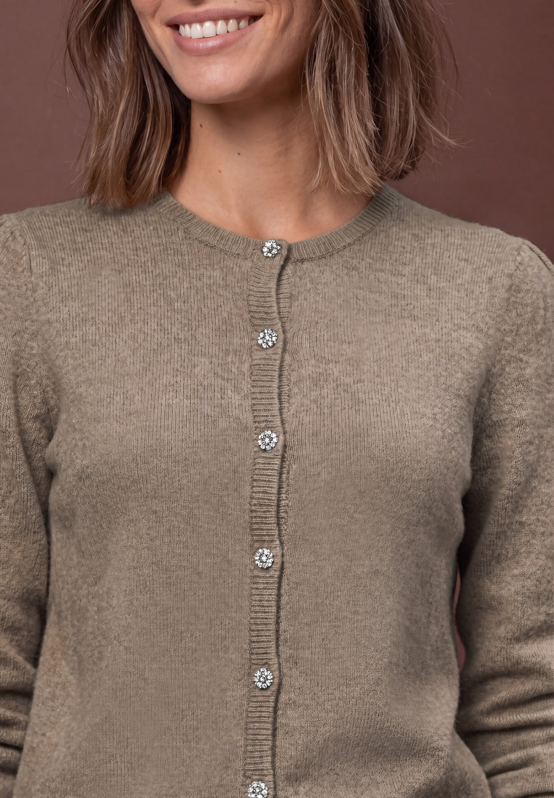 LTD QR_cosy roundneck cardi, sanded amber mel. 17871 Bild 6