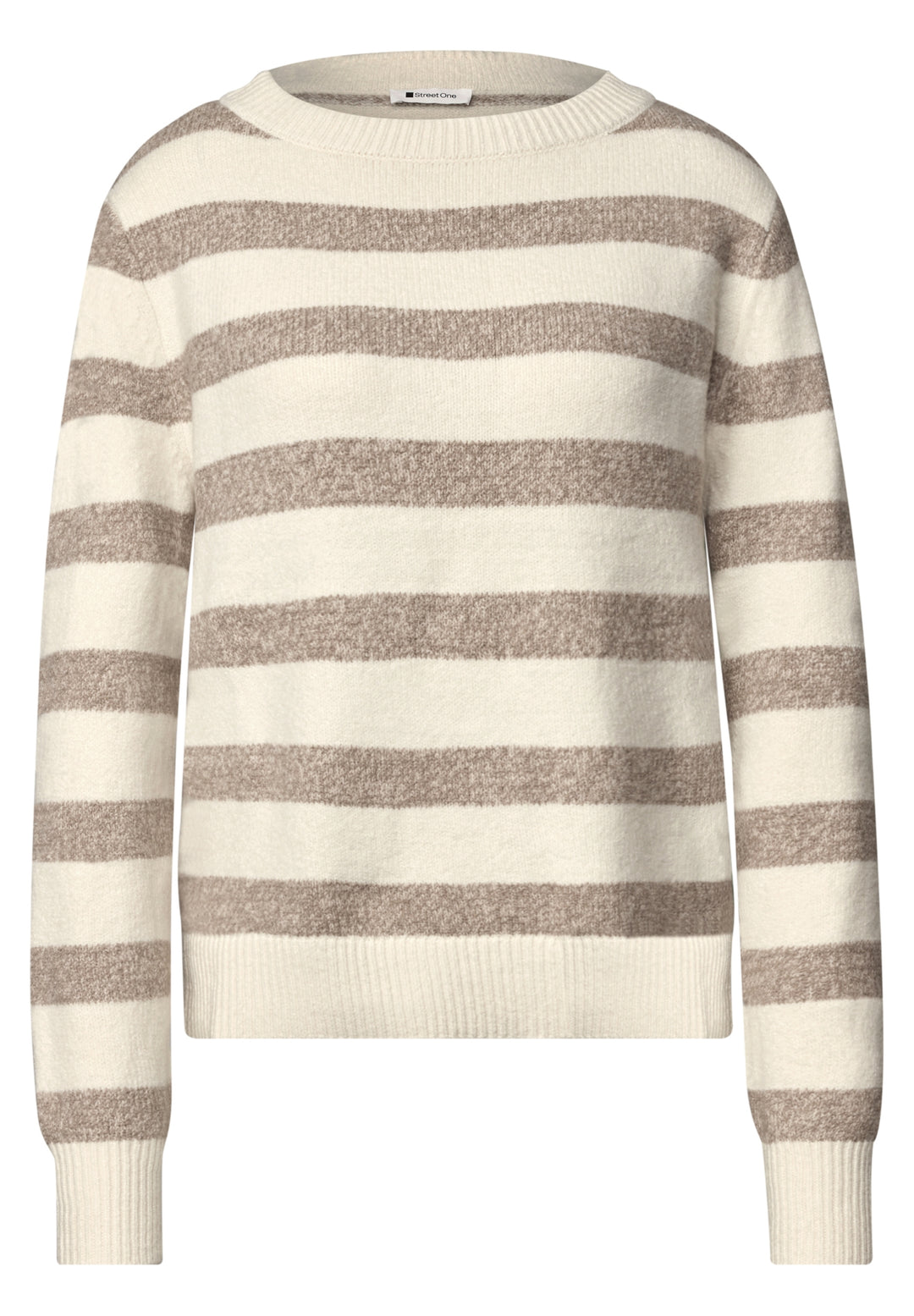 LTD QR_cosy striped sweater u-, pure beige 37931 Bild 1