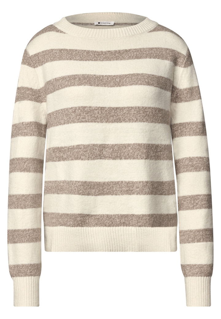 LTD QR_cosy striped sweater u-, pure beige 37931 Bild 1