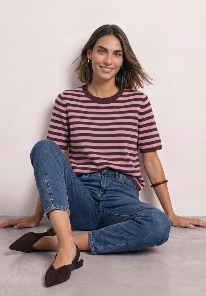 LTD QR_cosy sweater with strip, rustic rouge mel. 27935 Bild 3