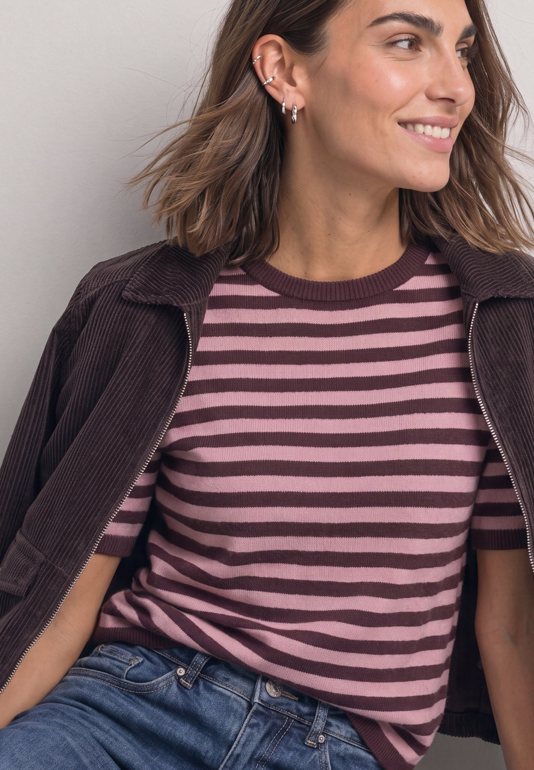 LTD QR_cosy sweater with strip, rustic rouge mel. 27935 Bild 6