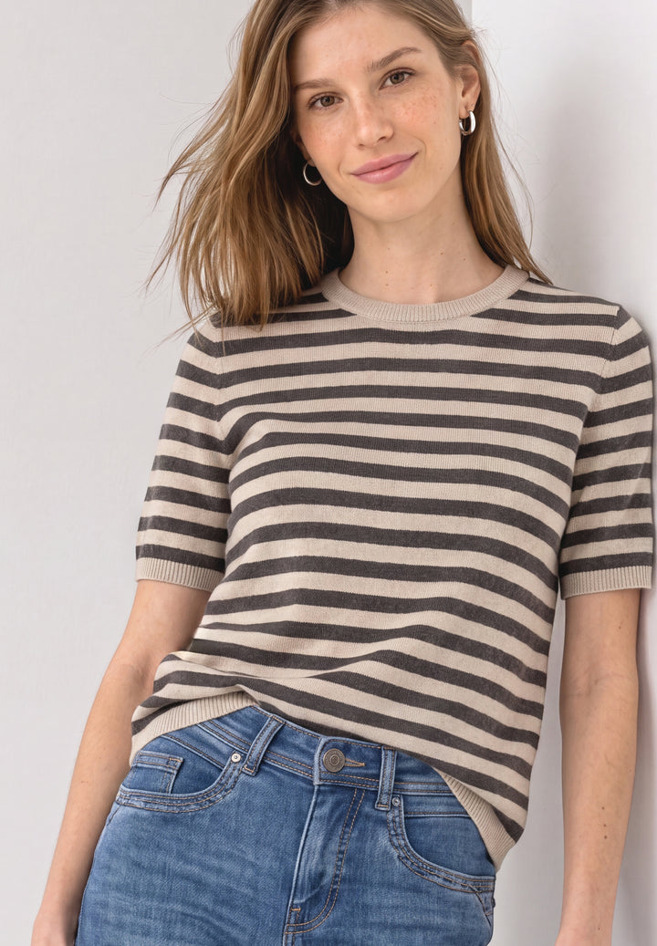 LTD QR_cosy sweater with strip, clay sand mel. 28039 Bild 3