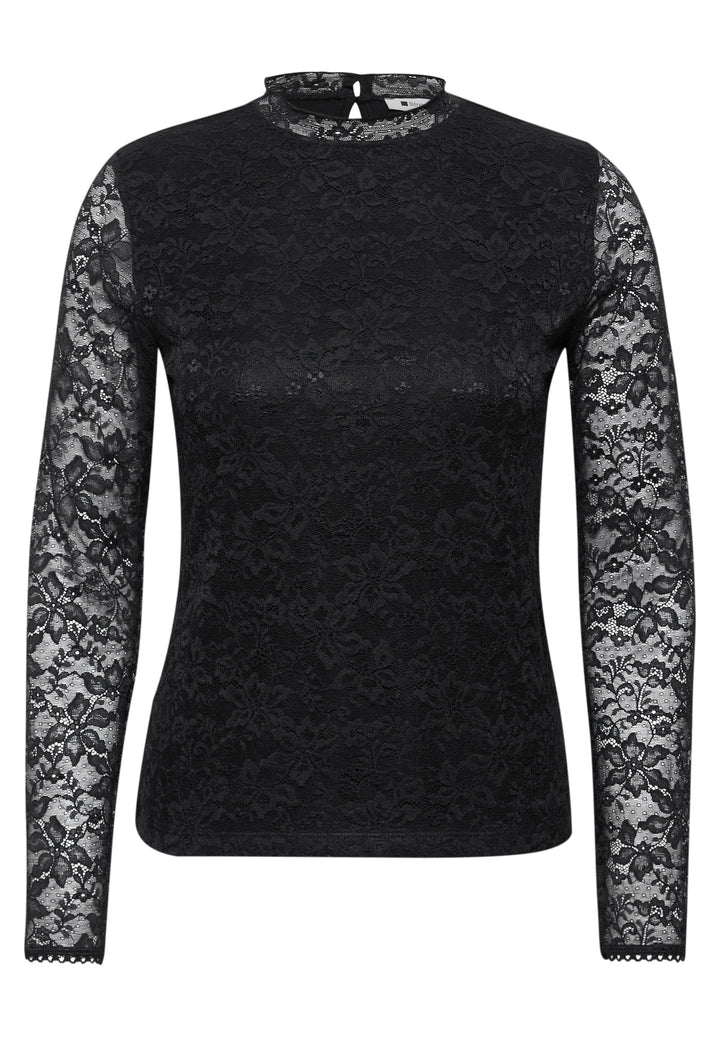LTD QR lace turtle neck shirt, Black 10001 Bild 1