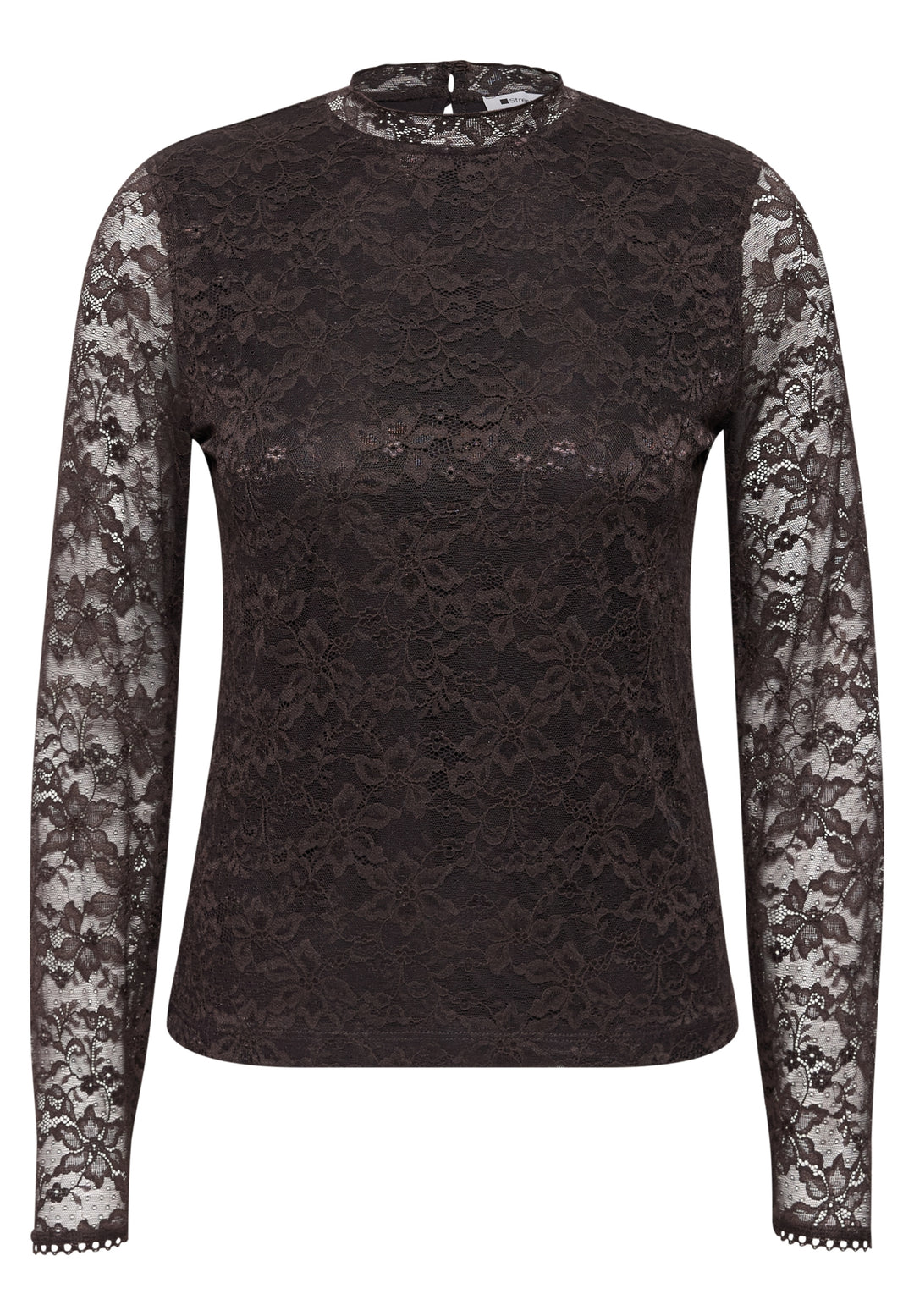 LTD QR lace turtle neck shirt, black coffee 17874 Bild 1