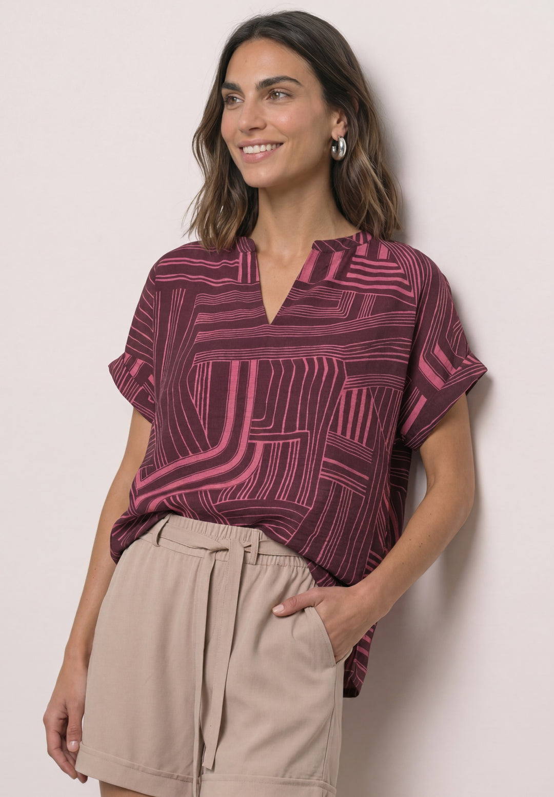 LTD QR printed mat-mix shirt w, blush berry 27846 Bild 3
