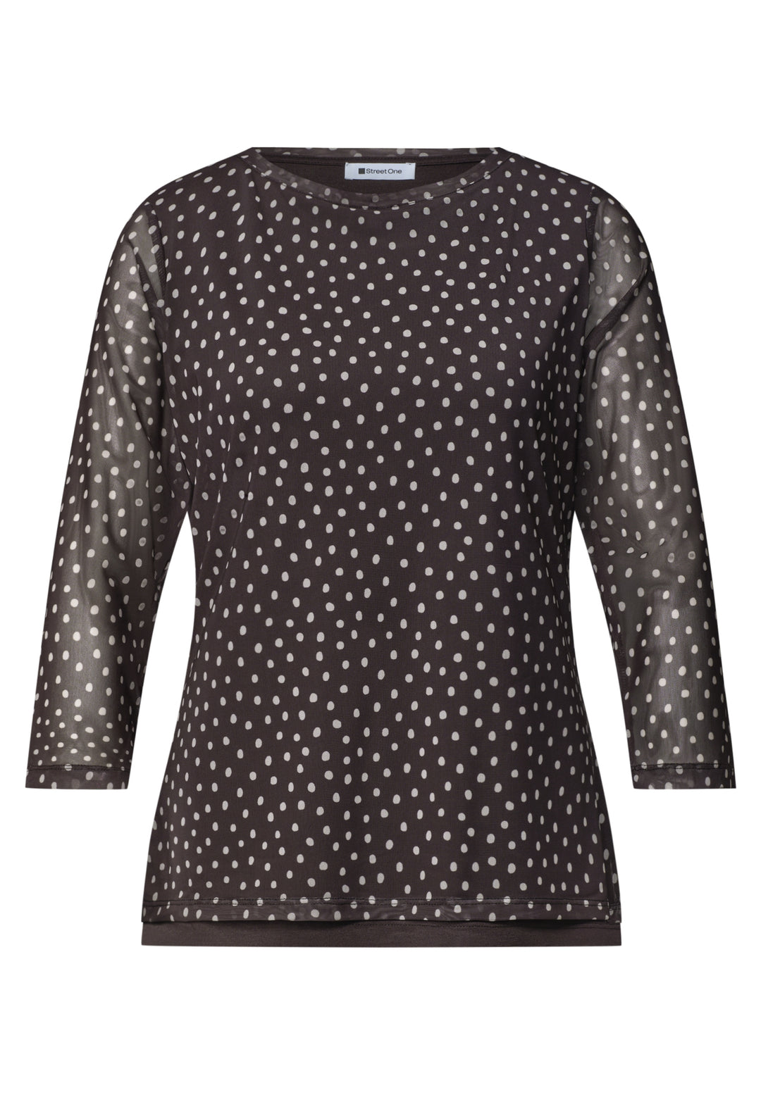 LTD QR printed mesh shirt w.3/, black coffee 27874 Bild 1