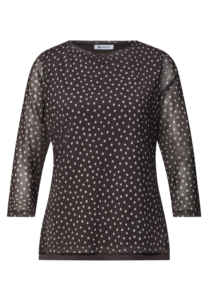 LTD QR printed mesh shirt w.3/, black coffee 27874 Bild 1