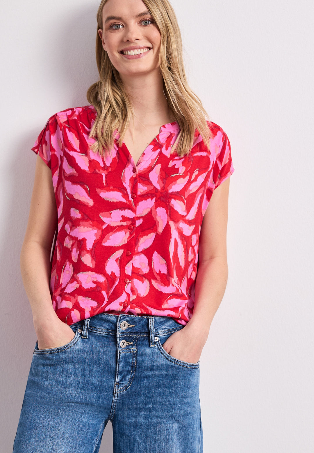 LTD QR printed shirt w.button, salsa red 37504 Bild 3