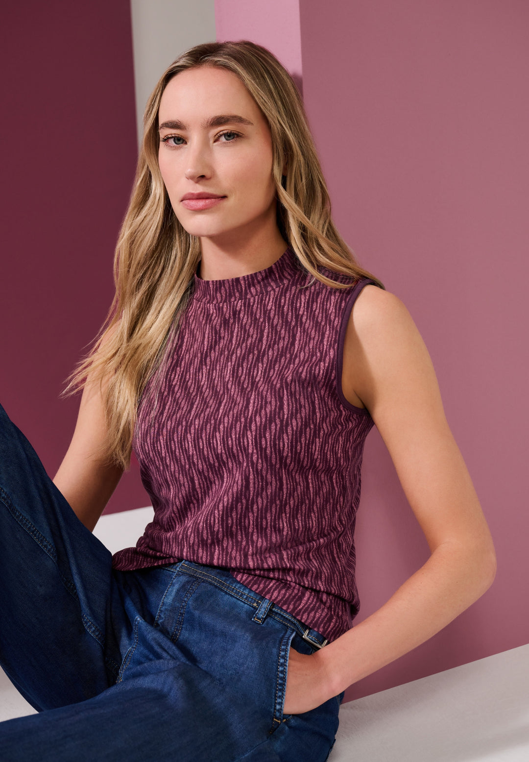 LTD QR printed turtle neck top, blush berry 27846 Bild 3
