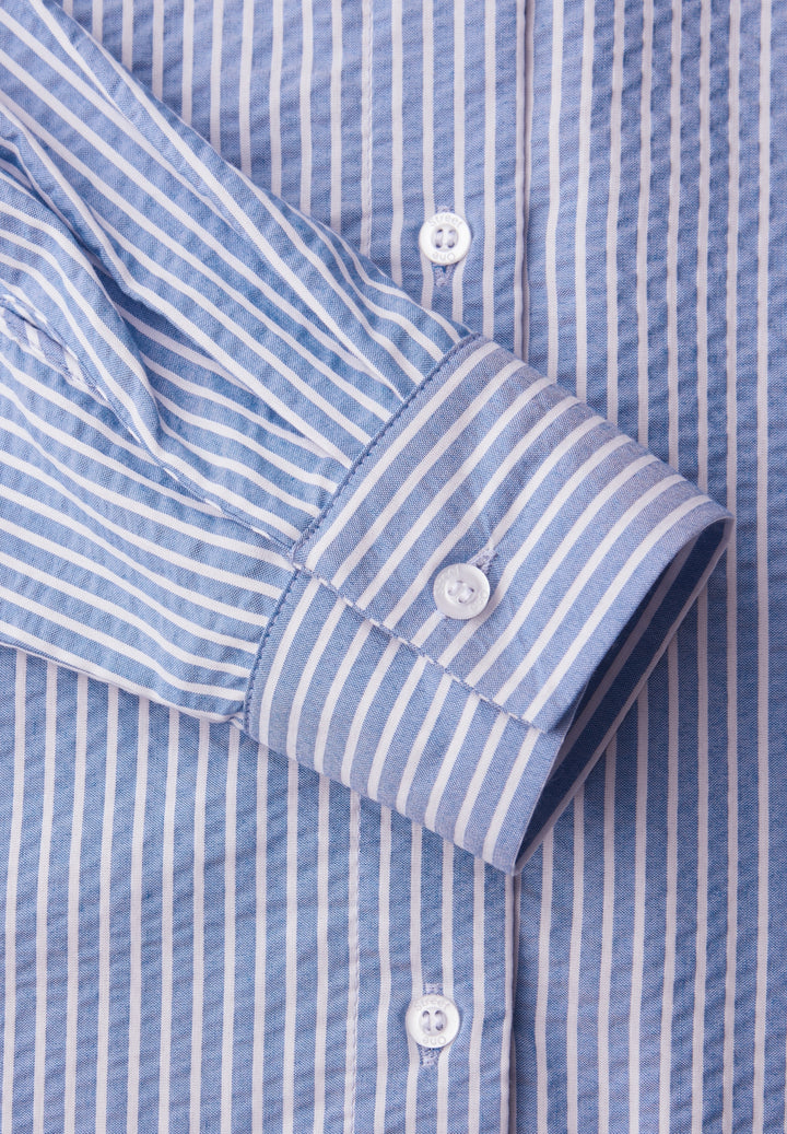 LTD QR Seersucker striped shir, original blue 22289 Bild 2