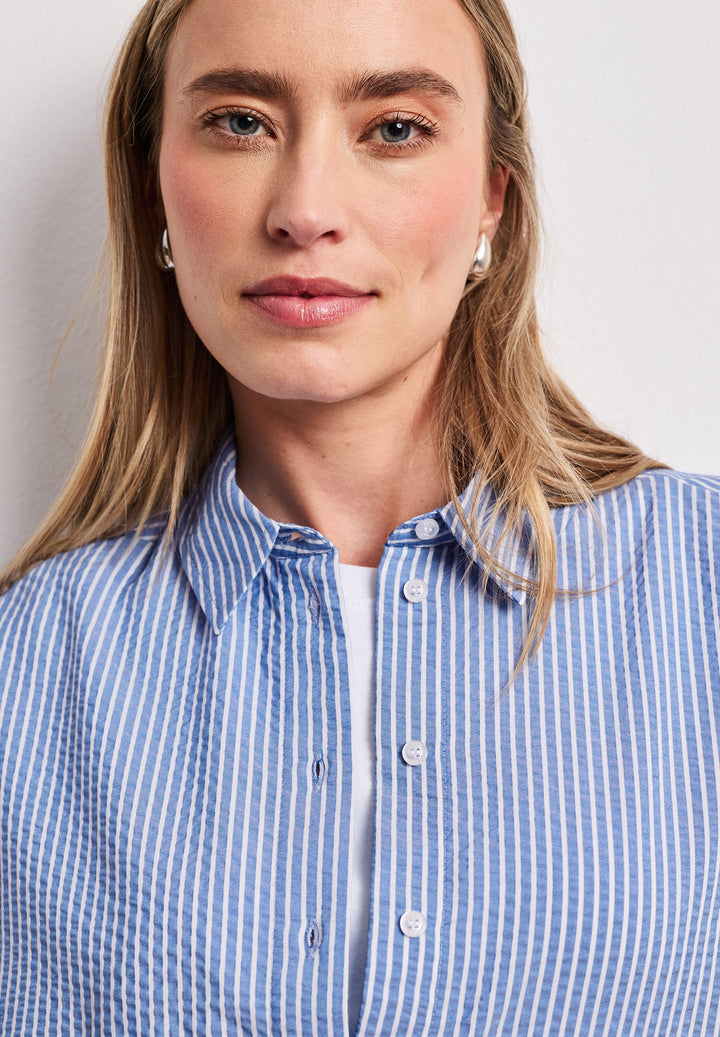 LTD QR Seersucker striped shir, original blue 22289 Bild 7