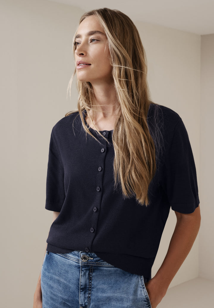 LTD_QR_short sleeve cardigan, shadowed navy 17502 Bild 3