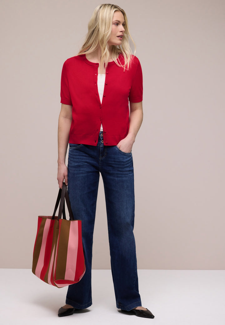 LTD_QR_short sleeve cardigan, salsa red 17504 Bild 3