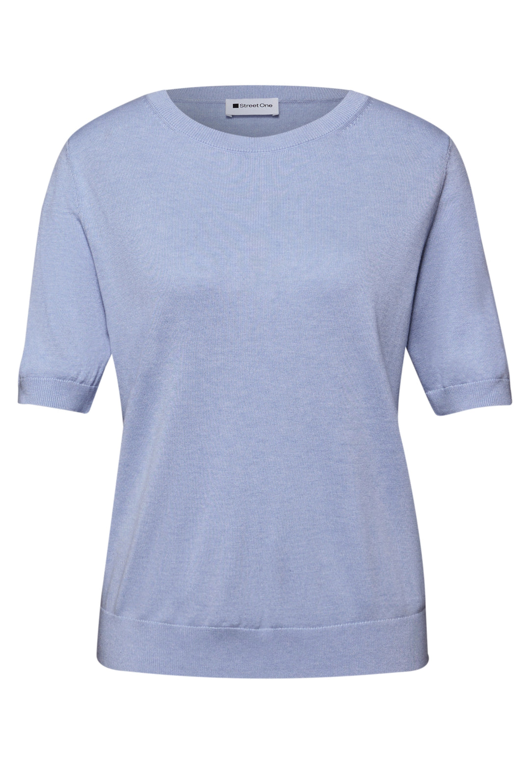 LTD_QR_short sleeve sweater, cashmere blue mel. 17511 Bild 1