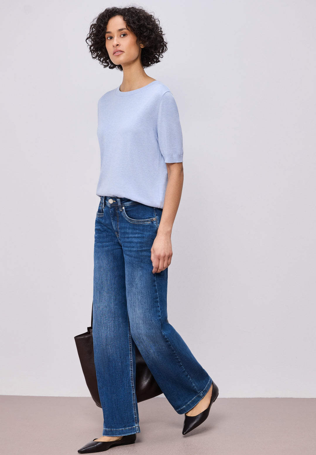 LTD_QR_short sleeve sweater, cashmere blue mel. 17511 Bild 3
