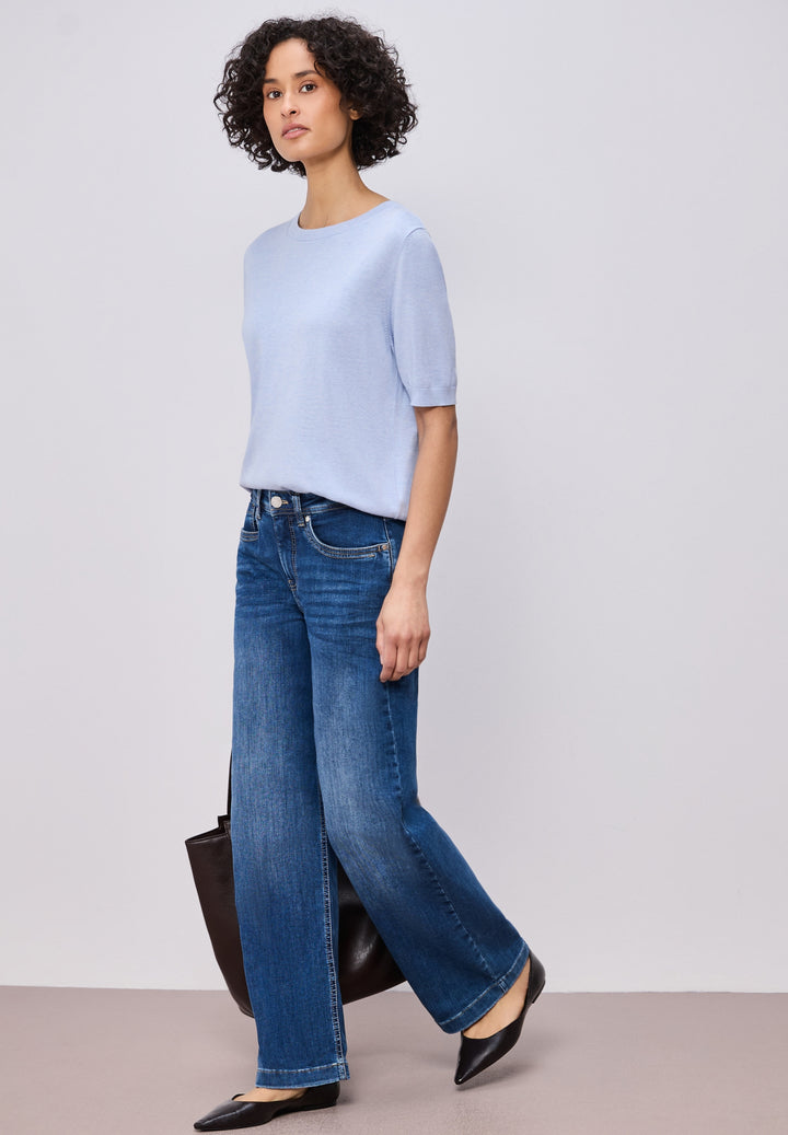 LTD_QR_short sleeve sweater, cashmere blue mel. 17511 Bild 3