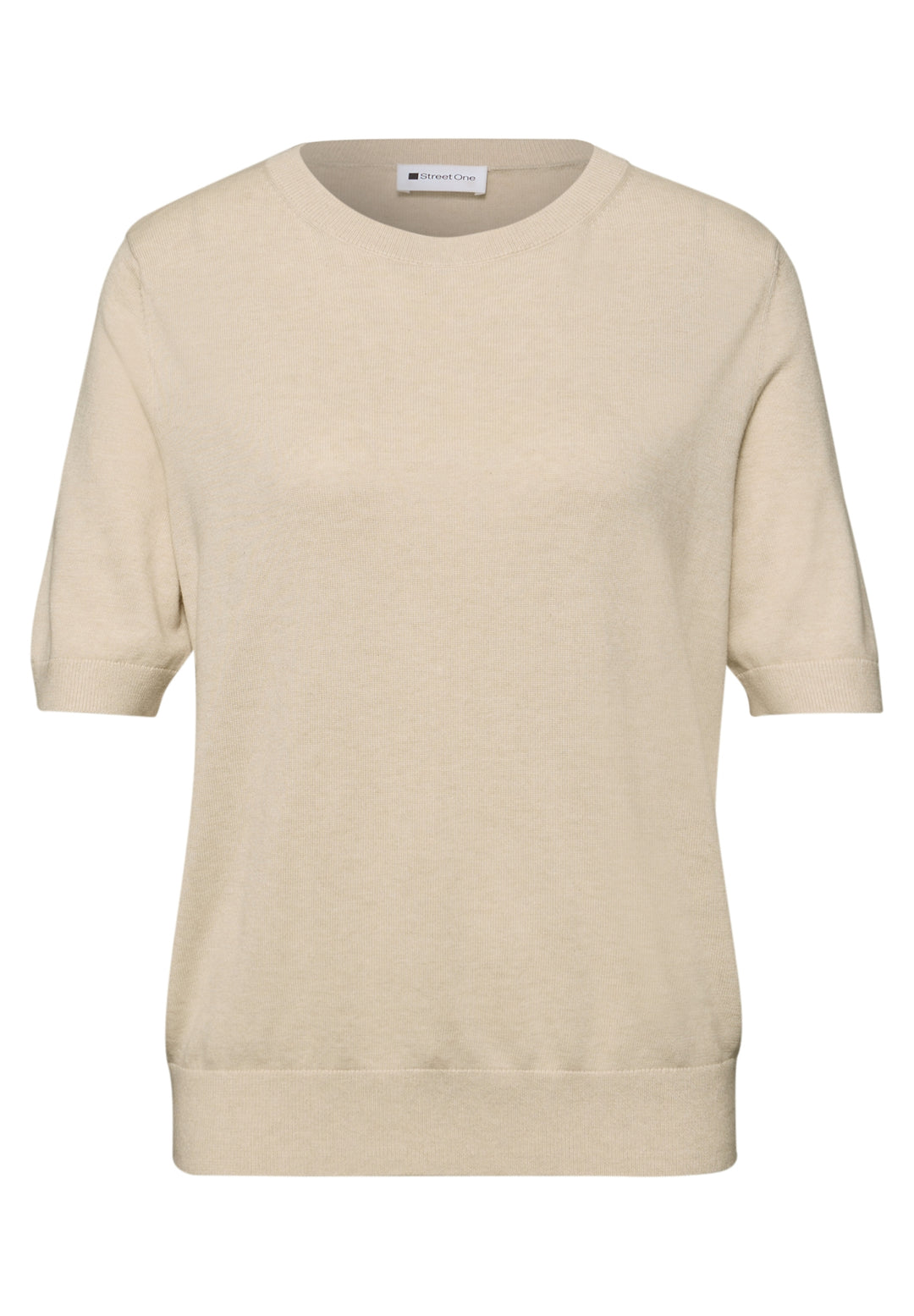 LTD_QR_short sleeve sweater, smoke beige mel. 17514 Bild 1