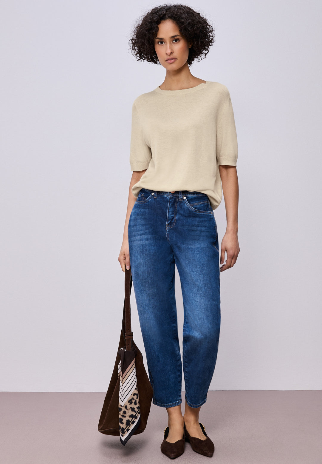LTD_QR_short sleeve sweater, smoke beige mel. 17514 Bild 3