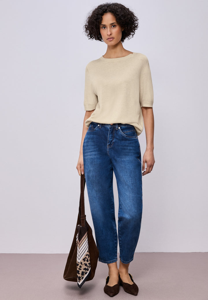 LTD_QR_short sleeve sweater, smoke beige mel. 17514 Bild 3