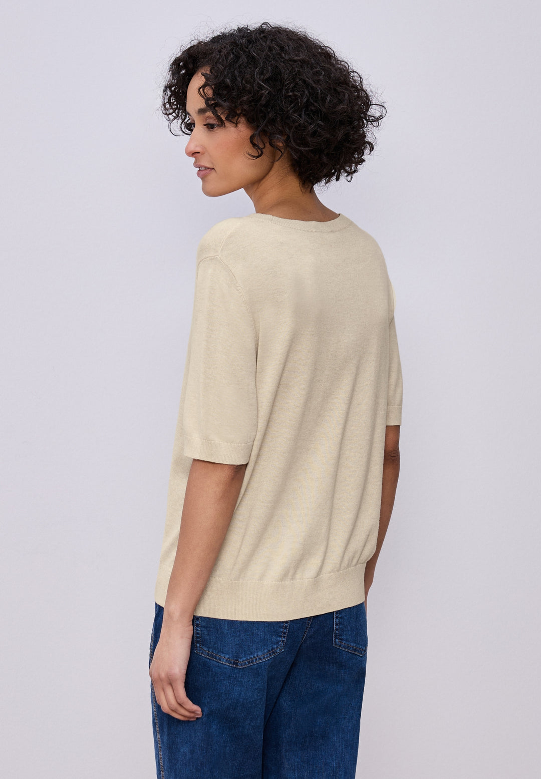 LTD_QR_short sleeve sweater, smoke beige mel. 17514 Bild 4