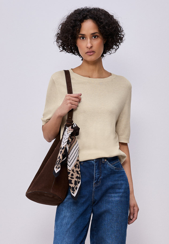LTD_QR_short sleeve sweater, smoke beige mel. 17514 Bild 5