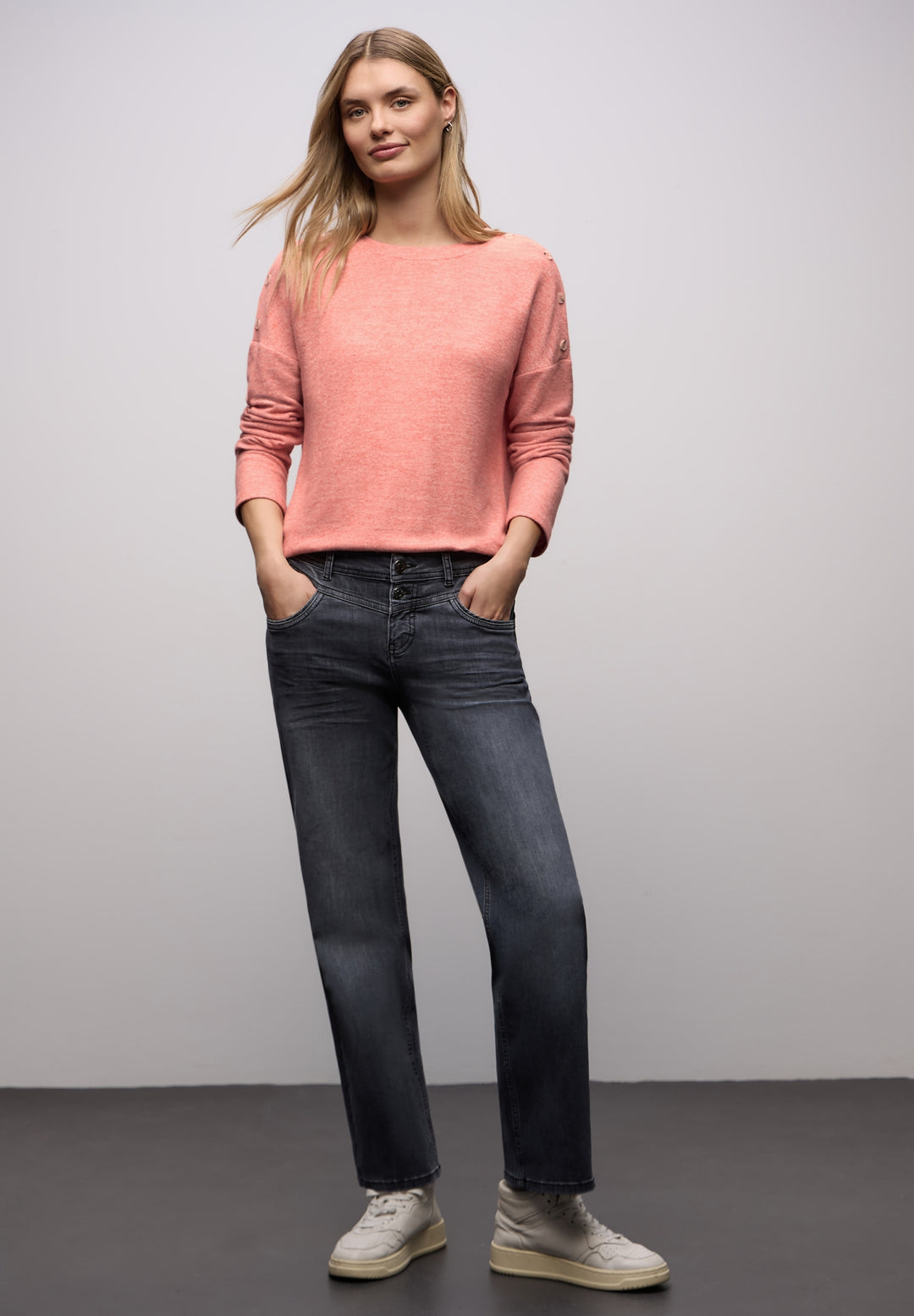LTD QR soft melange look shirt, striking coral mel. 17265 Bild 5