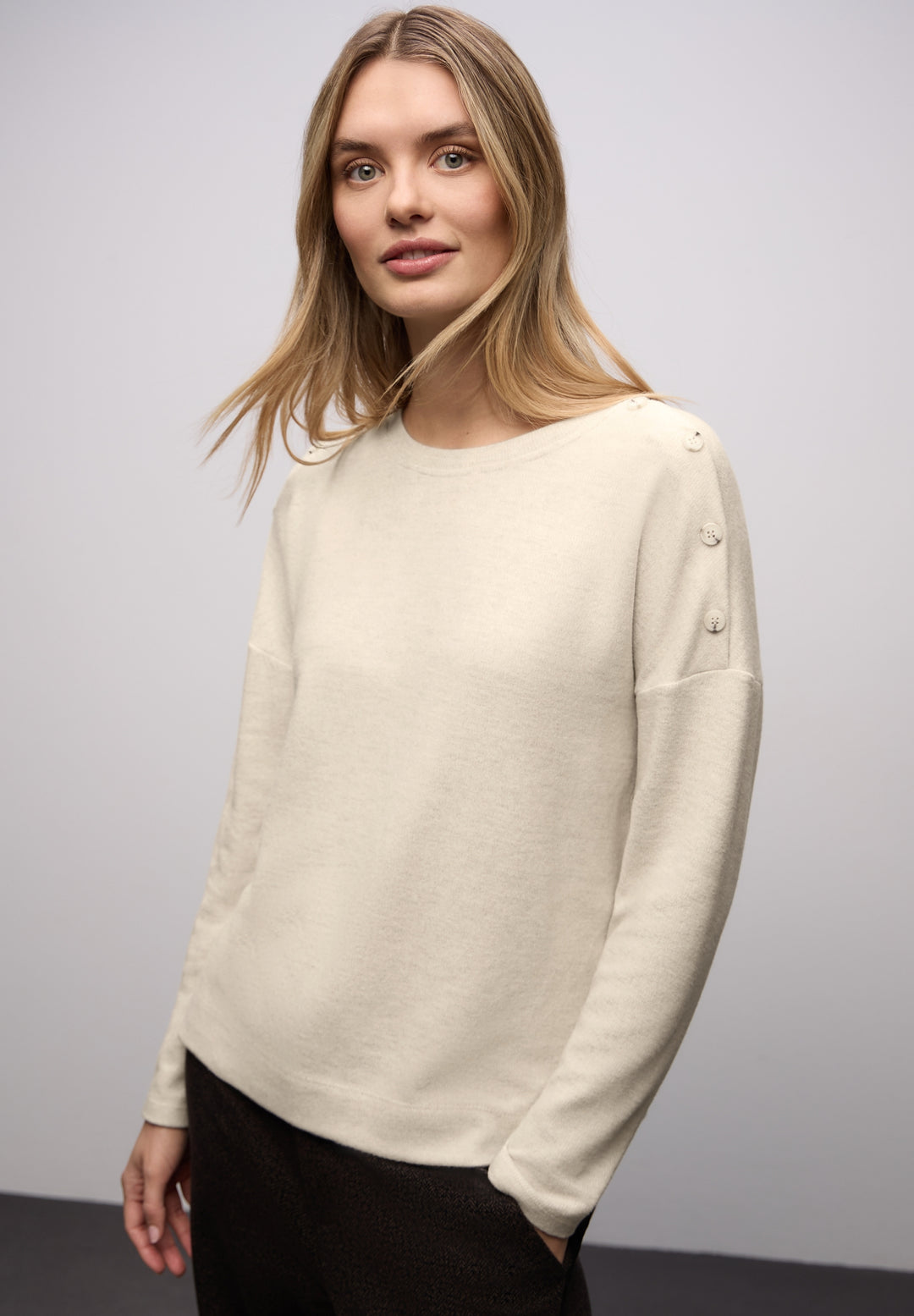 LTD QR soft melange look shirt, cotton beige mel. 17458 Bild 7