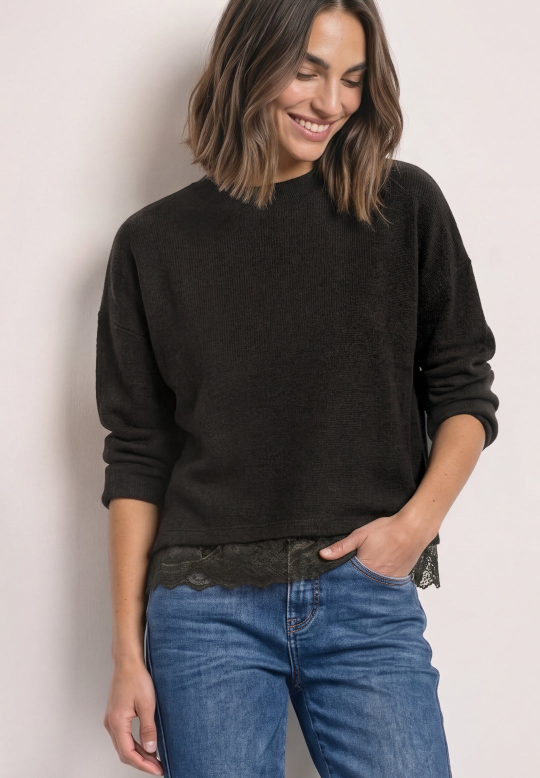LTD QR soft melange look shirt, black coffee mel. 18037 Bild 3