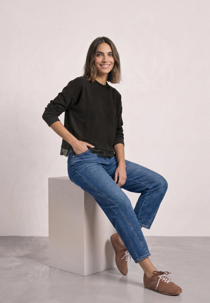 LTD QR soft melange look shirt, black coffee mel. 18037 Bild 5