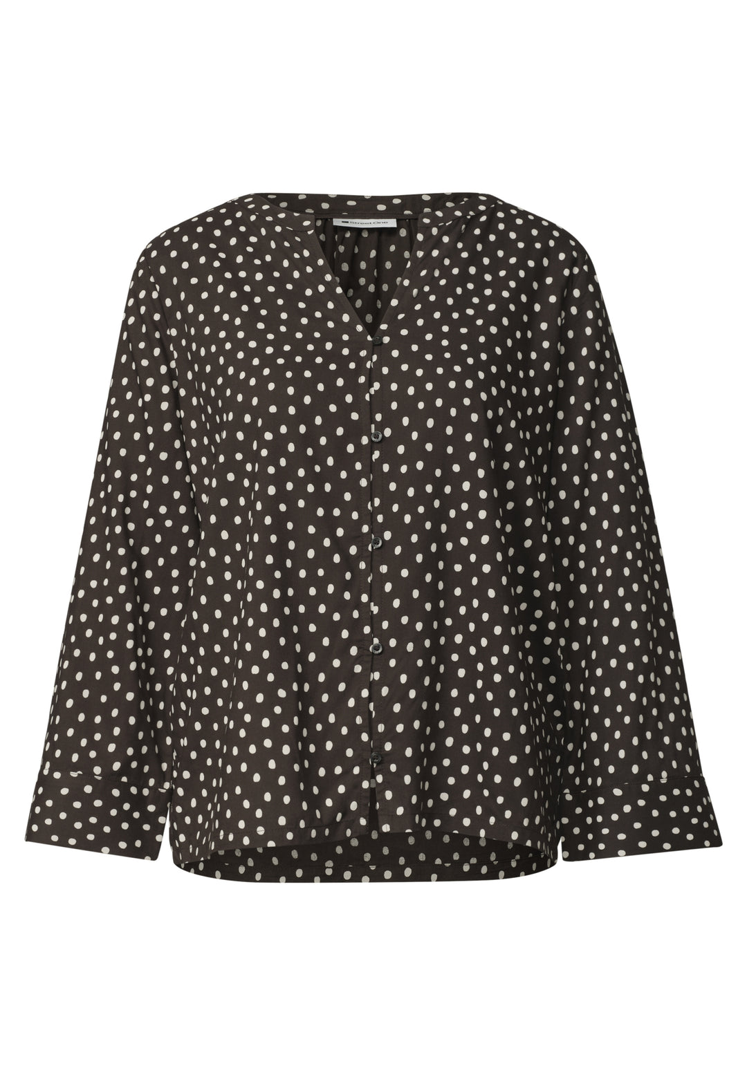 LTD QR Splitneck blouse w butt, black coffee 27874 Bild 1
