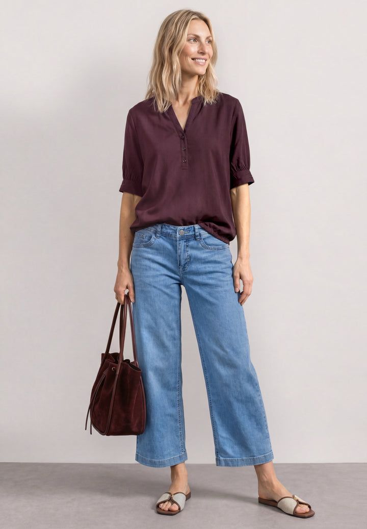 LTD QR Splitneck blouse w gath, rustic rouge 17820 Bild 3