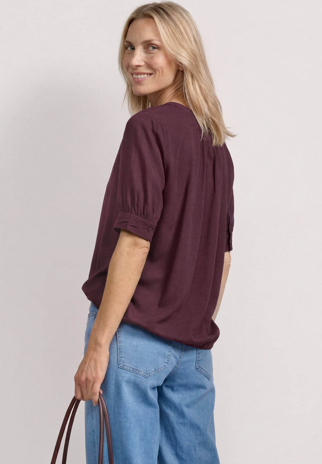 LTD QR Splitneck blouse w gath, rustic rouge 17820 Bild 4