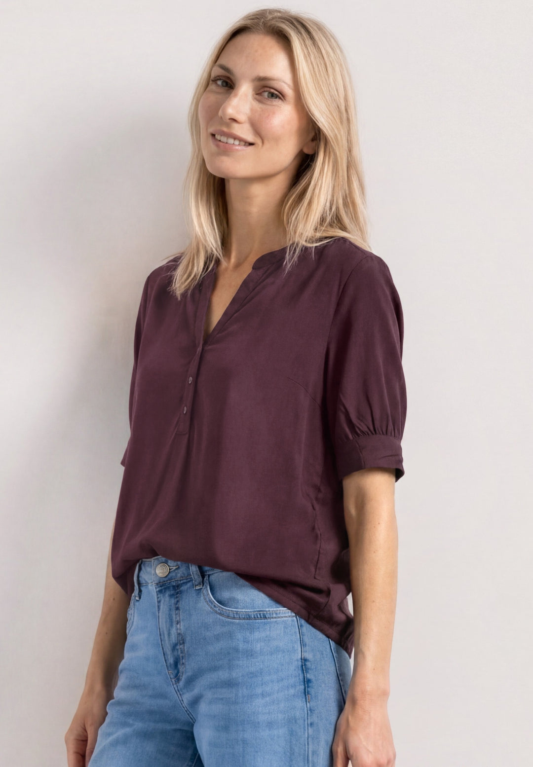 LTD QR Splitneck blouse w gath, rustic rouge 17820 Bild 5