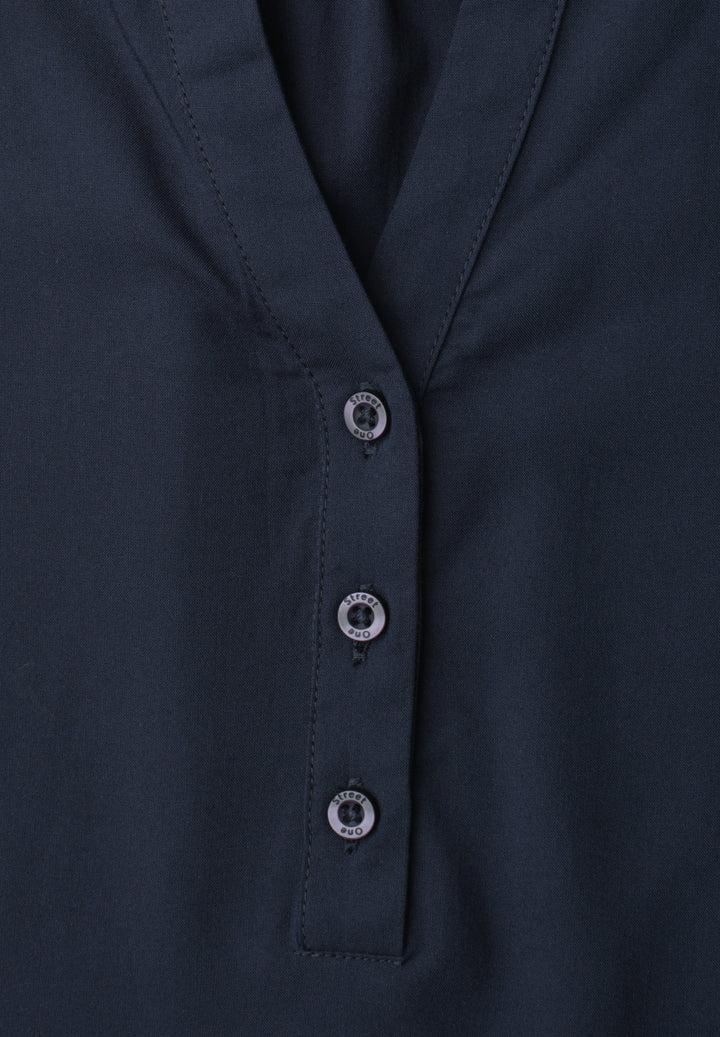 LTD QR Splitneck blouse w gath, darkest blue 17915 Bild 2