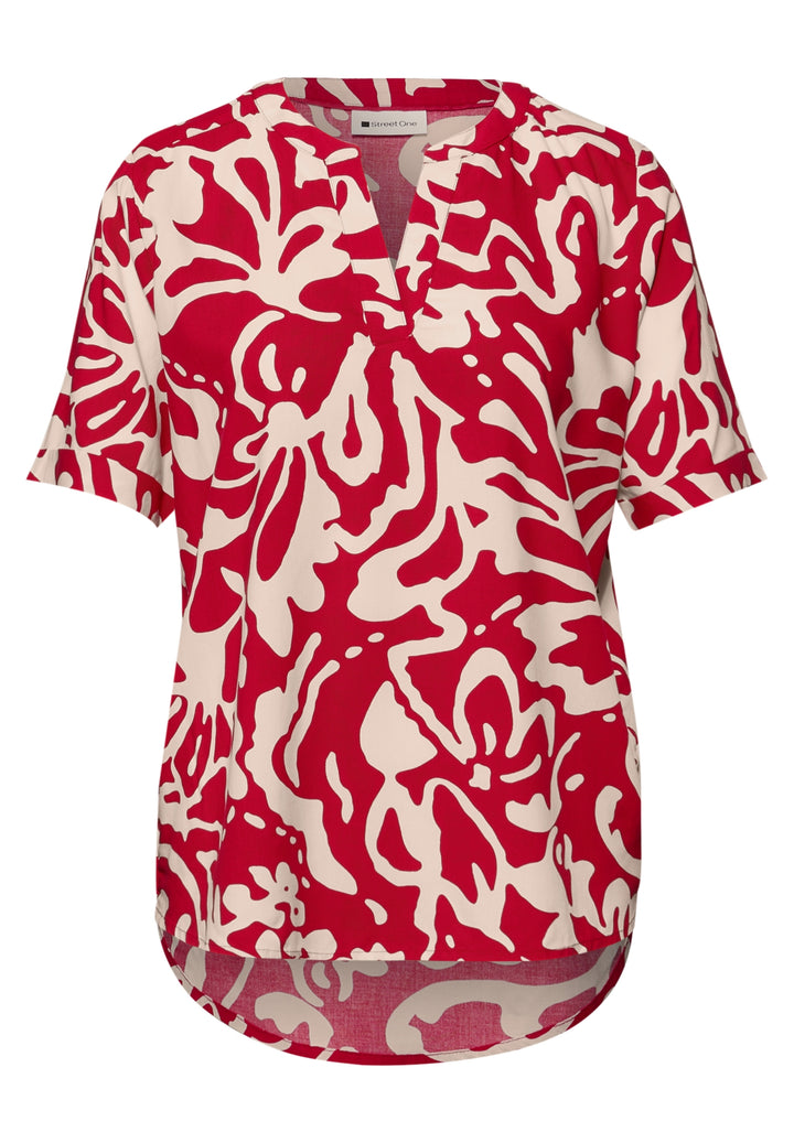 LTD QR Splitneck blouse w turn, salsa red 27504 Bild 1