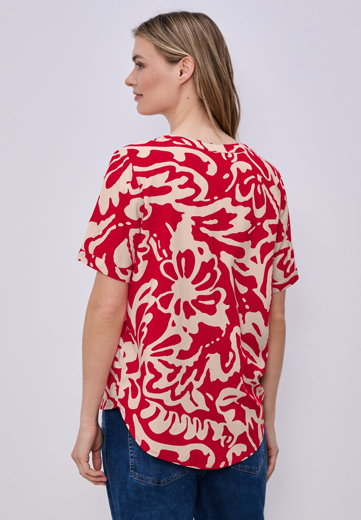 LTD QR Splitneck blouse w turn, salsa red 27504 Bild 4