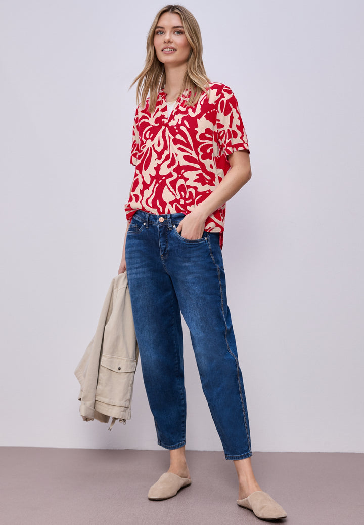 LTD QR Splitneck blouse w turn, salsa red 27504 Bild 5