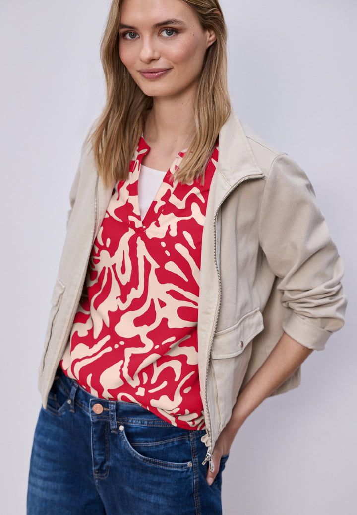 LTD QR Splitneck blouse w turn, salsa red 27504 Bild 6