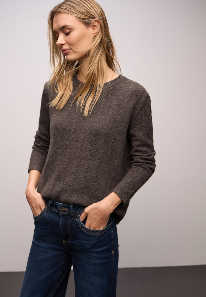 LTD QR_structure sweater, rustic brown mel. 17264 Bild 3